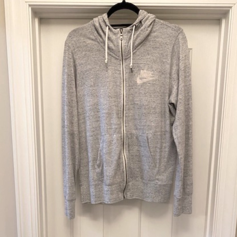 Women's Nike Light Heathered Gray Vintage Full Zip Hooded Sweatshirt Size XL